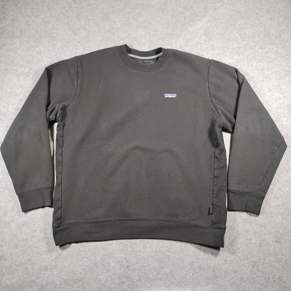 Patagonia Men's Black P-6 Label Uprisal Crew Pullover Fleece Sweatshirt Size L